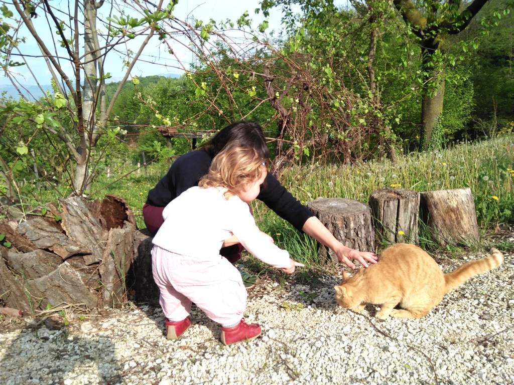 Little girl and a cat at Ca’del&nbsp;Ciliegio